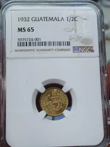 Guatemala 1932 1/2 Centavo NGC MS65
