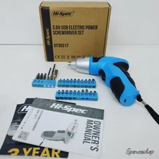 Used Hi-Spec 3.6V Blue USB Small Power Electric Screwdriver Set Cordless