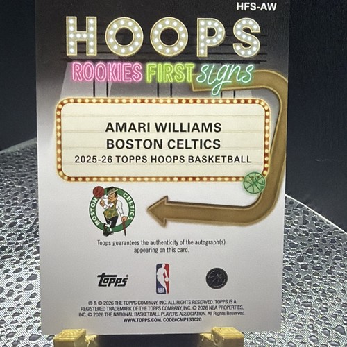 2025-26 TOPPS NBA HOOPS Amari Williams Celtics RC AUTO -refractor /25 - Picture 3 of 3