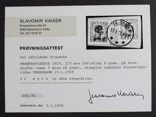 CKStamps: Faroe Islands Stamps Collection Scott#1 Denmark Scott#97 Used on Piece