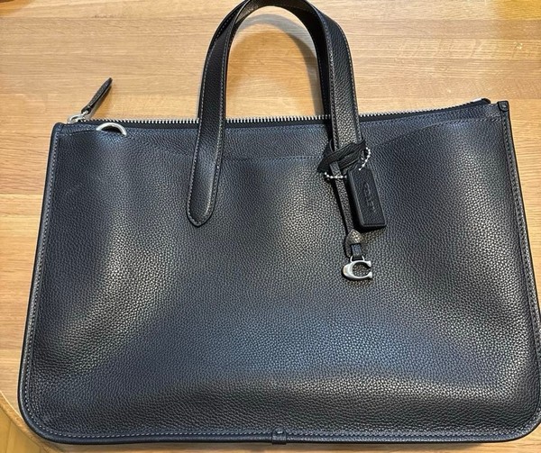 COACH Isaac Work Bag Black Leather Top Handle Tote Genuine Luxury Classic