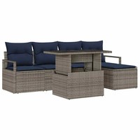 Garten Sofa Set Mit Kissen 6Tlg Grau Und Marineblau Terrasse