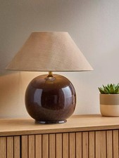 The Very Collection Brown Ceramic Sphere Table Lamp In Brown, Please See Photos