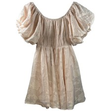 NWT Lush Women's Blush Pastel Pink Puff Sleeve Mini Dress Cottagecore X-Small