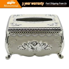 Silver White Luxury European Style Tissue Box Holder For Coffee Tables