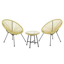 B-Ware SVITA BALI Balkon Möbel-Set Lounge-Garnitur Egg-Chair Flecht-Design Gelb