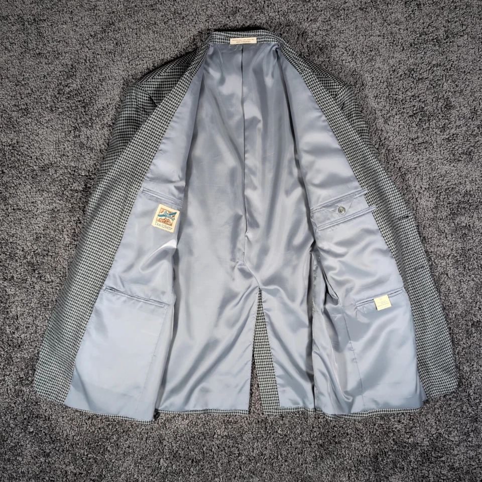 Abrigo deportivo TravelSmith de colección para hombre 44L gris seda rayón pata de gallo 2 botones usado en excelente estado Foto 2 de 4