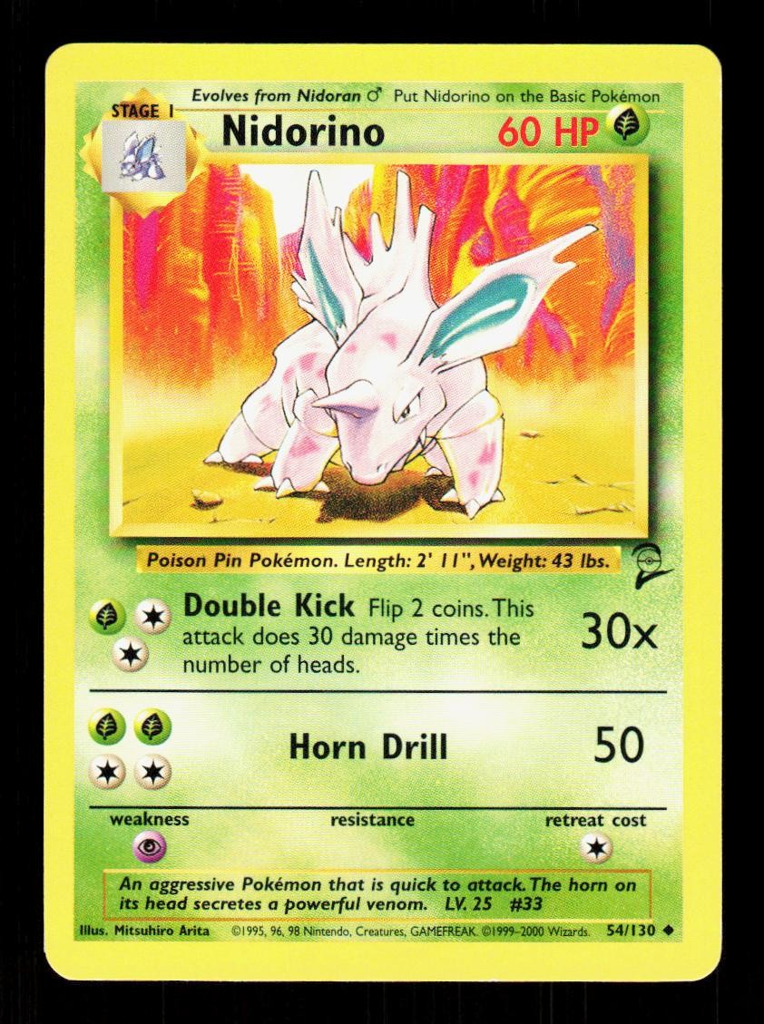 Nidorino 54/130 Uncommon Base Set 2 Pokemon LP