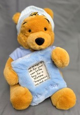 HTF Disney WINNIE THE POOH Plush Bear Soft IT'S A BOY Picture Frame Bee Hat