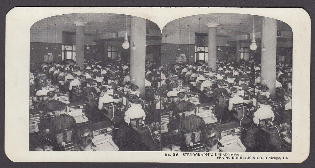 Sears Roebuck stereoview #26 Stenographic Department Chicago IL 1900 +/-