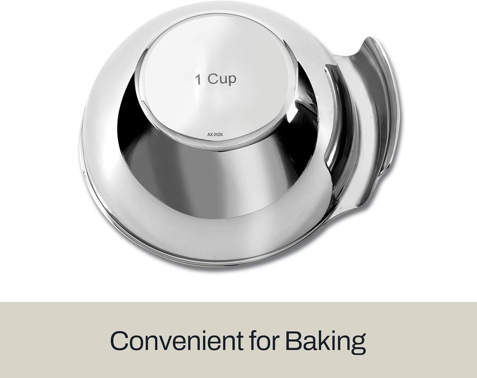 Mini cuencos medidores de acero inoxidable anidados 3 piezas 1, 1/2 y 1/4 taza Foto 4 de 4