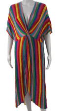 Show Me Your Mumu Womens Multi Striped V-Neck Short Sleeve Maxi Dress Size S
