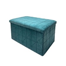 Cassapanca pieghevole ottanio velluto 40 cm azzurro