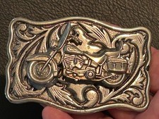 Handmade ALL Chrome MOTORCYCLE BELT BUCKLE