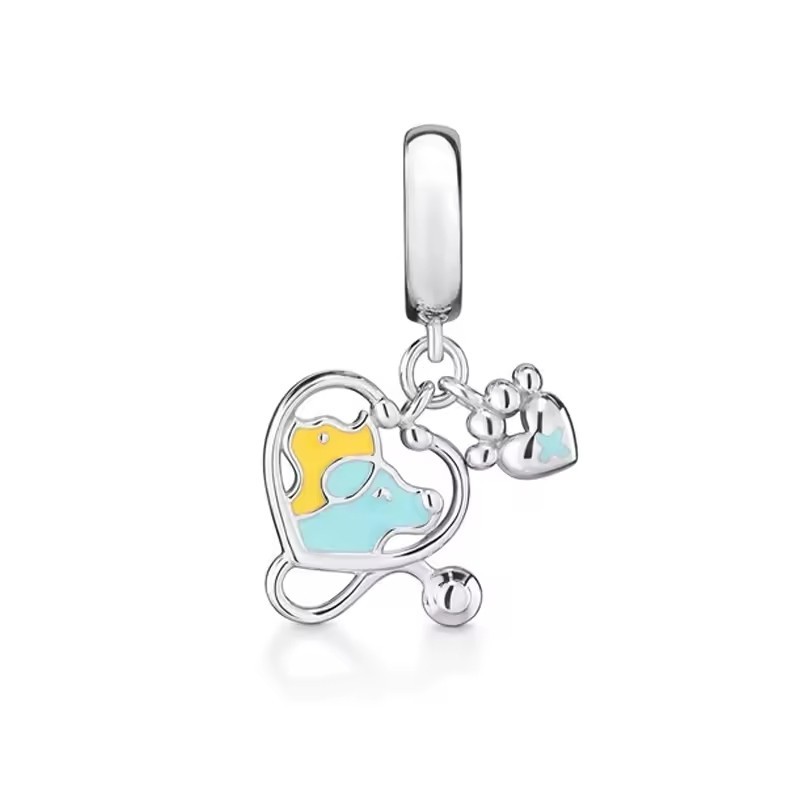 Veterinarian & Cat Dog Dangle Charm Fit Bracelet Necklace, 9