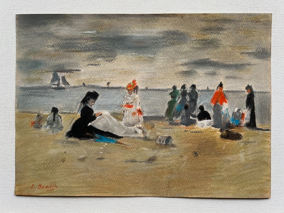 Eugene Boudin (Handmade) Drawing on antique paper Signed and