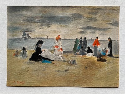 Eugene Boudin (handgemacht) Zeichnung auf antikem Papier signiert und versieg...