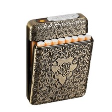 Cigarette Case with USB Lighter 16 pcs 84mm Regular/King Size Cigarettes Elec...