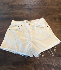 Free People We The Free Ivy Mid Rise Cutoff Denim Shorts 30 Button Fly