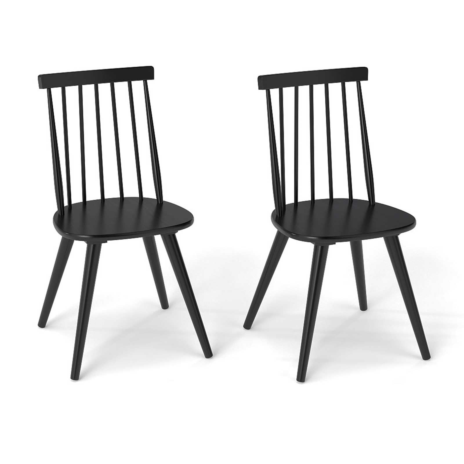 S Set Of 2, Farmhouse Wooden Black Kitchen Chairs W/solid...