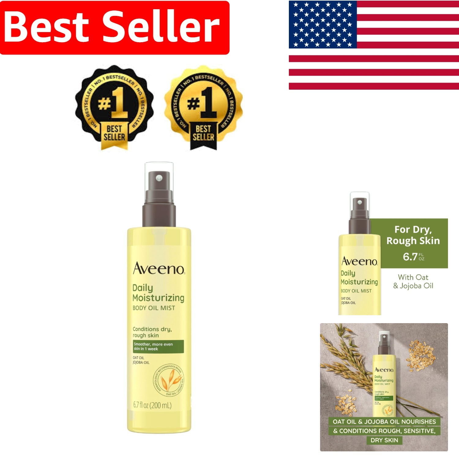 Moisturizing Oil Mist for Dry Skin - Paraben-Free with Oat & Jojoba Oil, 6.7 oz