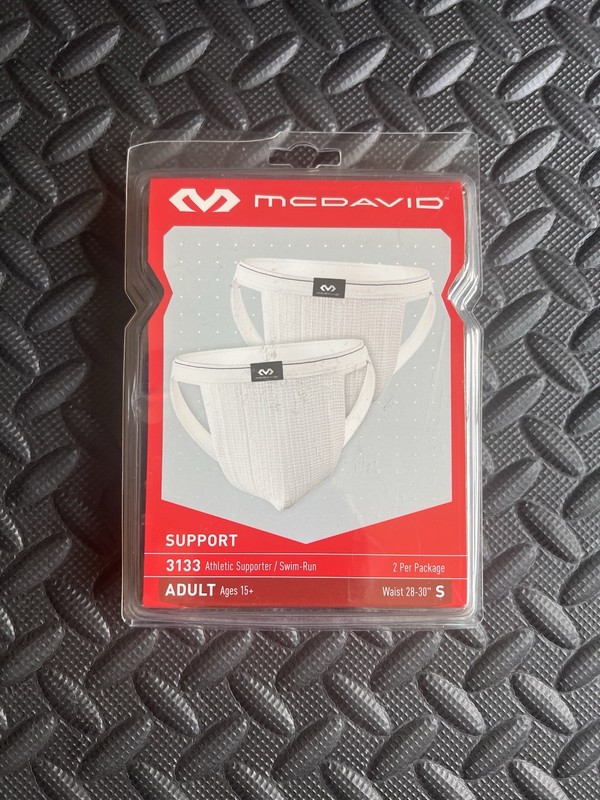 McDavid 3133 Athletic Supporter Swim-Run Small White Quick Dry Mesh