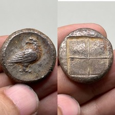 Unique Ancient Roman Greek solid silver coated Athena Attica bird coin