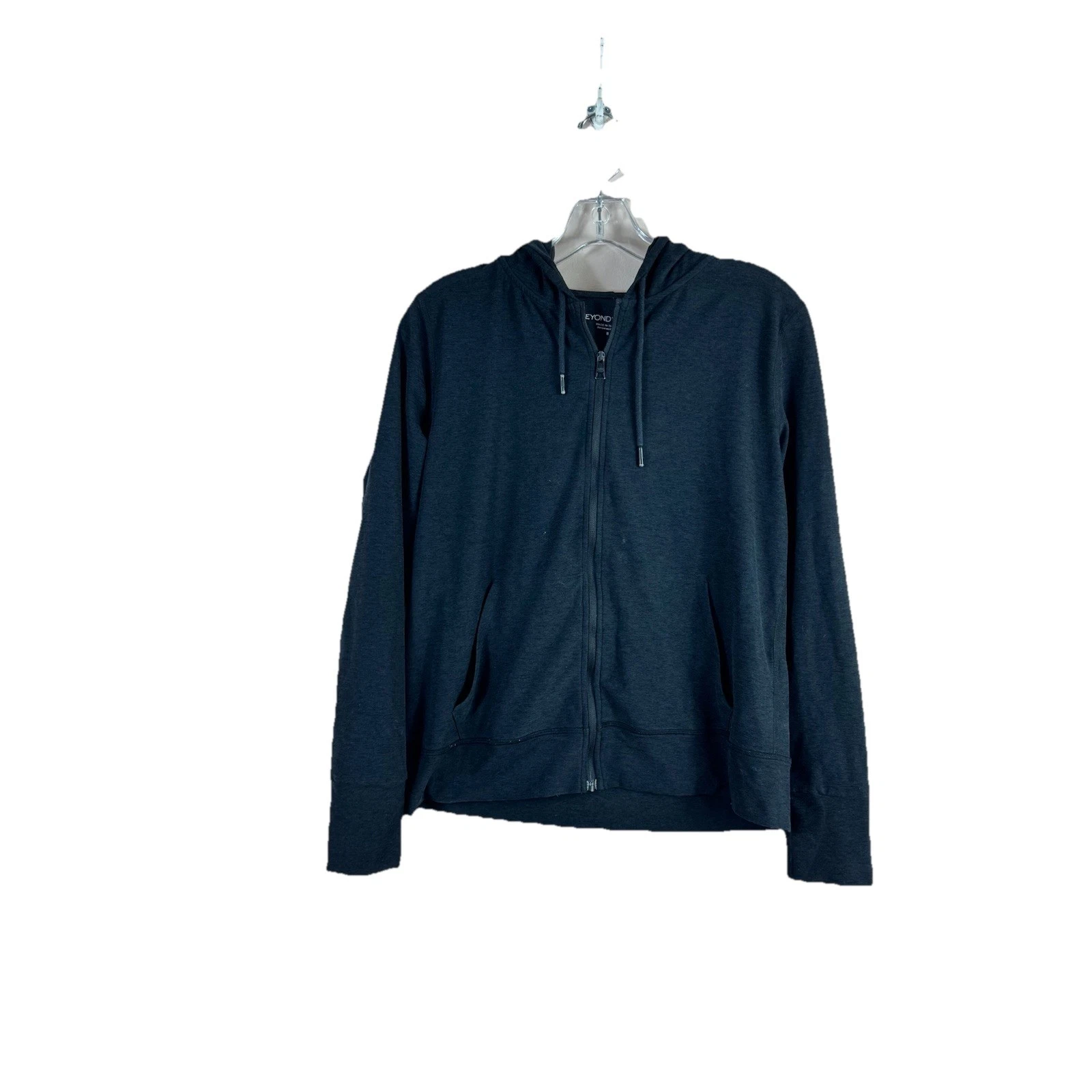 beyond-yoga charcoal gray zip up workout jacket hoodie