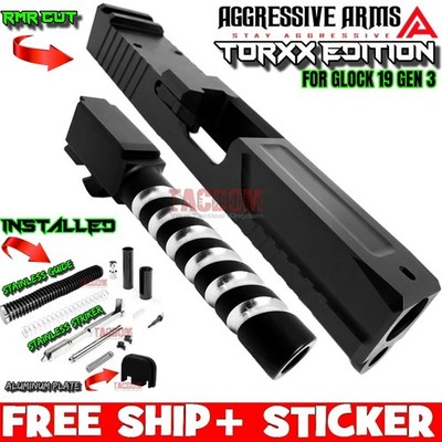 AGGRESSIVE ARMS COMPLETE SLIDE TORXX EDITION For GL0CK 19 GEN 3 RMR CUT BARREL