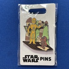 Disney Pin - Star Wars C-3PO Droid And Ewoks - Cartoon Style Return Of The Jedi