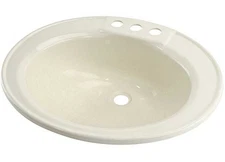 Lippert 209358 17" x 20" Oval Lavatory Sink 3 Faucet Holes - Parchment