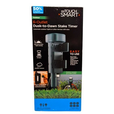My Touch Smart 6 Outlet Dusk to Dawn Stake Timer- Easy to Use and Setup Outdoor