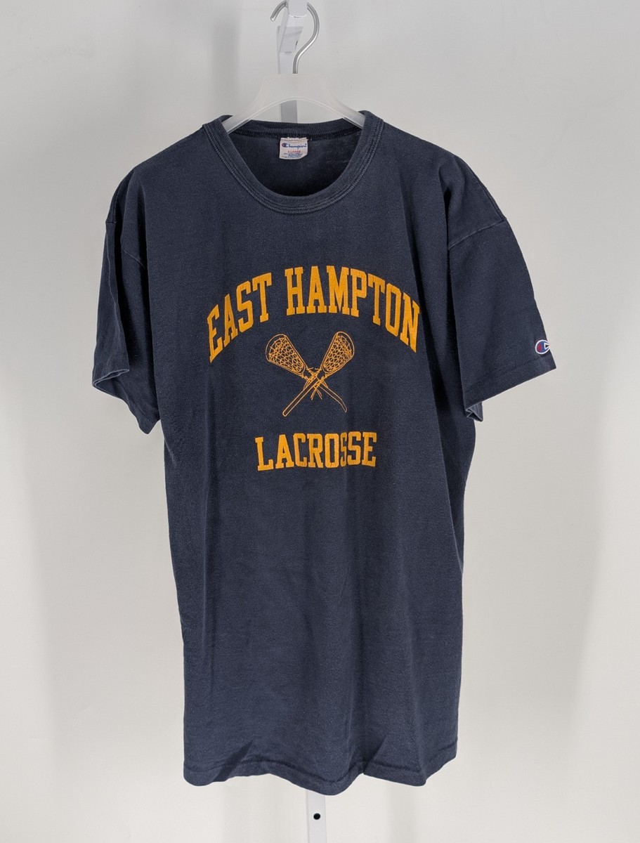 Vintage Champion T Shirt XL East Hampton Lacrosse Navy Blue USA