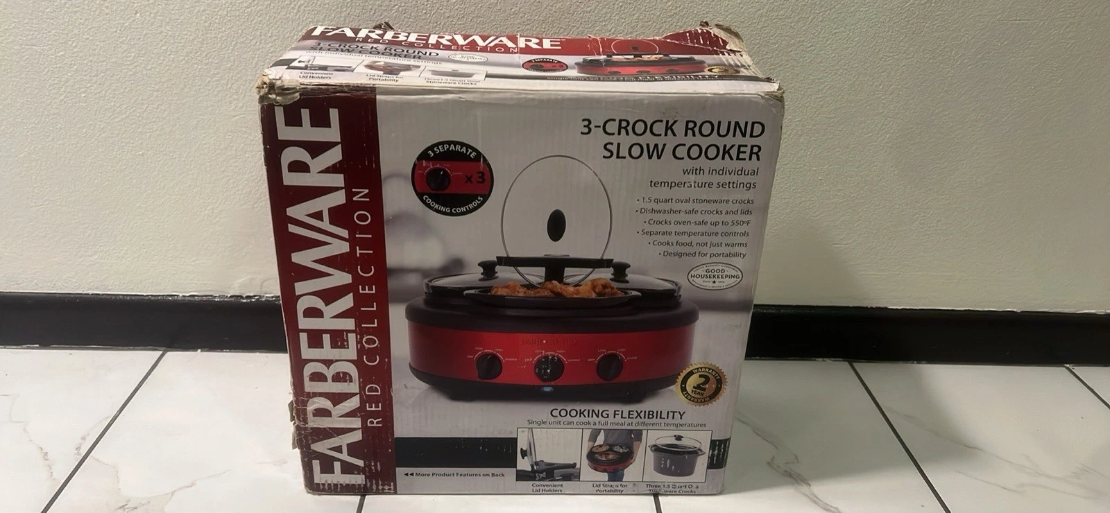 Faberware 3-Crock Round 1.5Qt Crocks Pot Slow Cooker