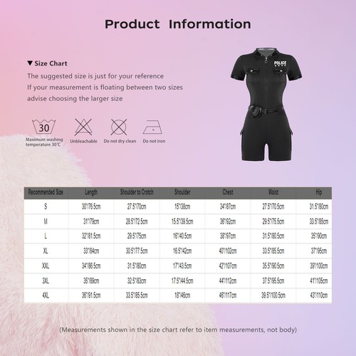 Women Jumpsuit Party Leotard Cosplay Bodysuit Costume Role Play Cop Festival - Picture 22 of 28