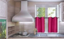 1 PAIR of Kitchen Grommet Silk Semi-Sheer Short Tier Curtain Panels 30"x36" N25