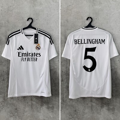 REAL MADRID 2024 2025 HOME FOOTBALL SHIRT #5 BELLINGHAM ADIDAS