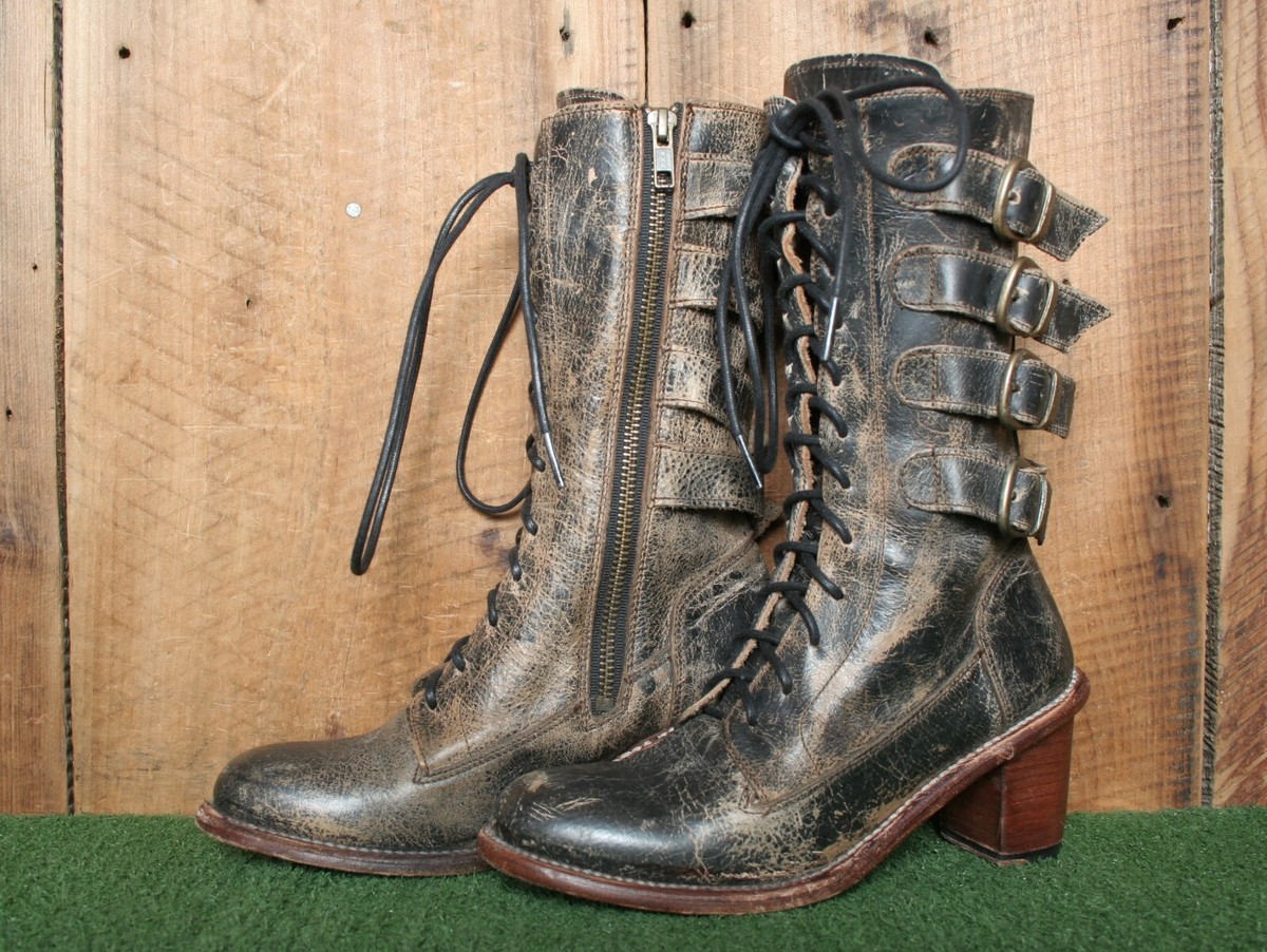 Bed Stu distressed Brown Leather ankle Boots with Side Zip Bed Stu Women main image 3
