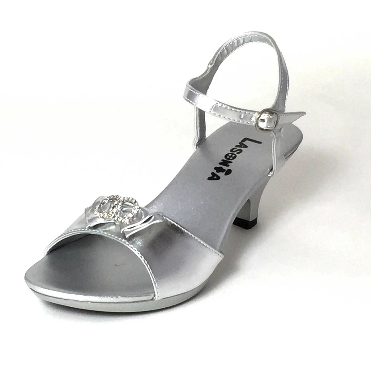 4-Inch Silver Strappy Heels with Pearls | Bella Belle