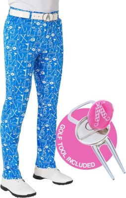 Royal and Awesome Men`s Golf Pants Best Laid Plans Blue Golf Pants