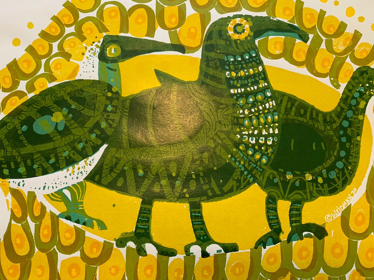 David Weidman シルクスクリーン David Weidman Butterfly Mushroom Animal Mid Century Modern