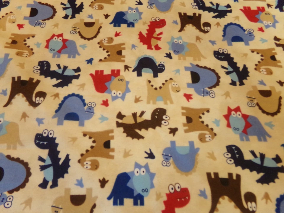 26" X 42" FLANELA "DINOSAURIO" OJOS GRANDES/ALGODÓN BEIGE NUEVO #7458 Foto 2 de 2