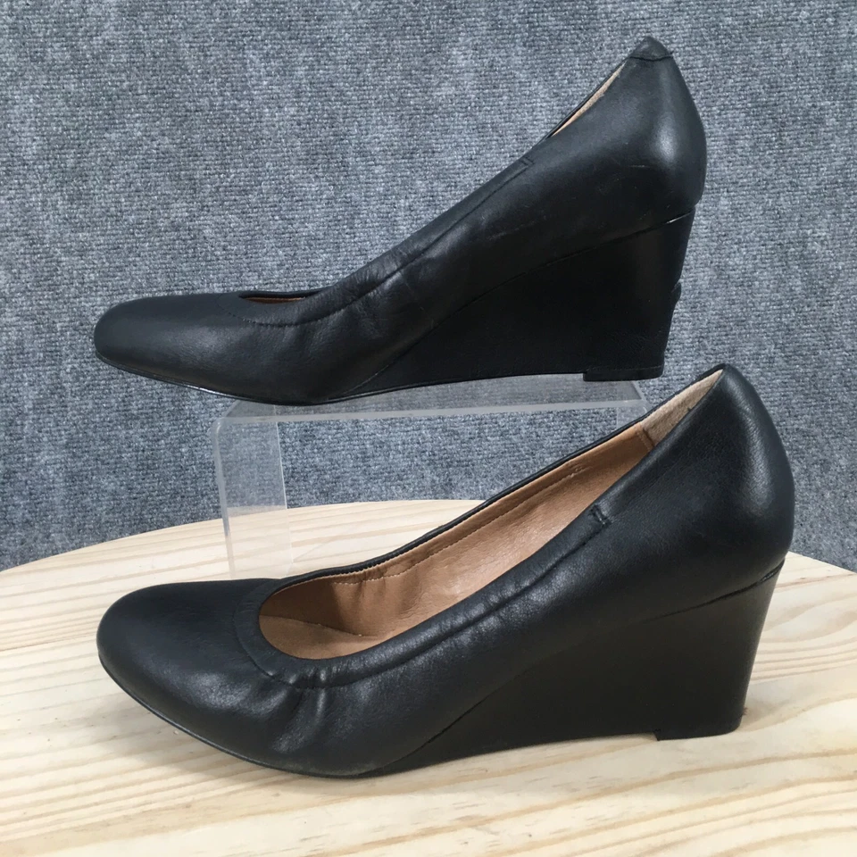 Zapatos Vionic para mujer 11 Lux Camden cómodos sin cordones de cuero negro tacones de cuña Foto 2 de 4