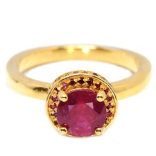 925 STERLING SILVER PIGEON BLOOD RED RUBY ROUND GEMSTONE AFRICA RING SIZE 7