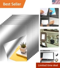 Reflective Non-Glass Mirror Tiles - 10x 9x13 Inch Peel and Stick Elegant Decor