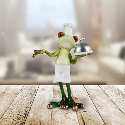 6''H Frog Chef Statue Funny Animal ation Figurine Home Decor Unique Gift