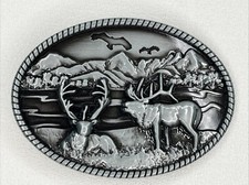 Men  s Silver Deer/Elk Belt Buckle