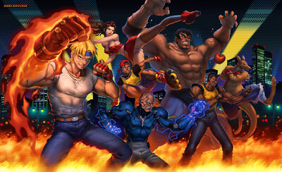 Anime streets of rage blonde GAME game art Playmat Gaming Mat Desk