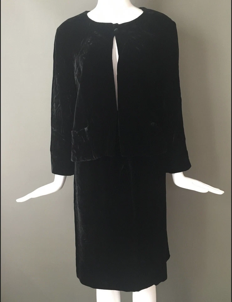 Conjunto de saia de veludo vintage anos 60 R&K Originals década de 1960 com jaqueta combinando - Imagem 3 de 4