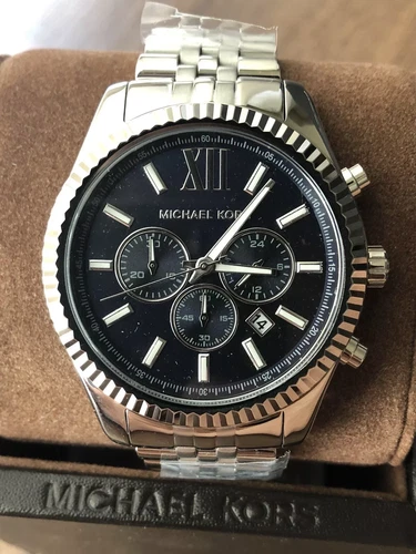 New in box Michael Kors Men's Silver Navy MK8280 Watch RETAIL $275